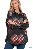 Jacquard Plaid Shacket With Pockets