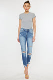 High Rise Fray hem Ankle Skinny Jeans