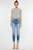 High Rise Fray hem Ankle Skinny Jeans