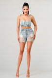 ATHINA No strings attached distressed denim set