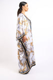 Printed satin maxi kimono