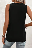 Women Half Button V Neck Patched Pocket Tank Top