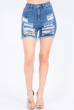 DISTRESSED DENIM SHORTS