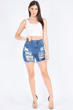 DISTRESSED DENIM SHORTS