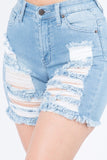 DISTRESSED DENIM SHORTS