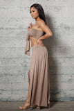 CROPPED BUSTIER AND WIDE  PLEATED PANTS SET