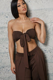 CROPPED BUSTIER AND WIDE  PLEATED PANTS SET