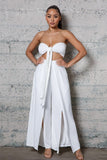 CROPPED BUSTIER AND WIDE  PLEATED PANTS SET