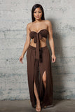 CROPPED BUSTIER AND WIDE  PLEATED PANTS SET