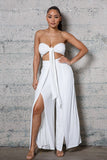 CROPPED BUSTIER AND WIDE  PLEATED PANTS SET