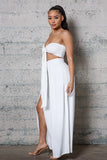 CROPPED BUSTIER AND WIDE  PLEATED PANTS SET