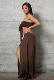 CROPPED BUSTIER AND WIDE  PLEATED PANTS SET