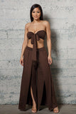 CROPPED BUSTIER AND WIDE  PLEATED PANTS SET