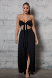 CROPPED BUSTIER AND WIDE  PLEATED PANTS SET