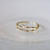 14K Gold Double Layer Butterfly Open Ring