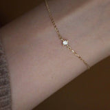 14K Gold Minimalist Zircon Bracelet