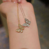 14K Gold Sparkly Butterfly Necklace