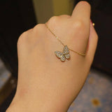 14K Gold Sparkly Butterfly Necklace