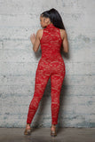 Mock neck Lace Jumpsuit