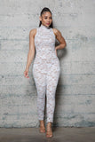 Mock neck Lace Jumpsuit