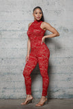 Mock neck Lace Jumpsuit