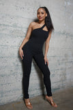 ONE SIDE STRAP RIB JERSEY JUMPSUIT