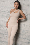 ONE SIDE STRAP RIB JERSEY JUMPSUIT