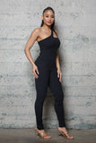 ONE SIDE STRAP RIB JERSEY JUMPSUIT