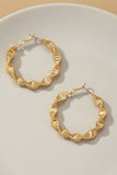 Twisted herringbone chain hoop earrings