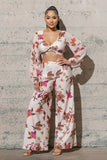 Floral Wide Leg Pant Set