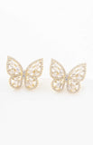 14k Gold Crystal Butterfly Earrings