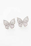 14K White Gold Crystal Butterfly Earrings