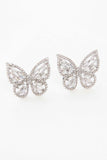 14K White Gold Crystal Butterfly Earrings