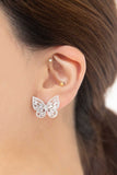 14K White Gold Crystal Butterfly Earrings