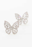 14K White Gold Crystal Butterfly Earrings