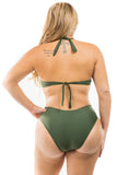 One piece Swimwear Pleated Waist and Side Cutout